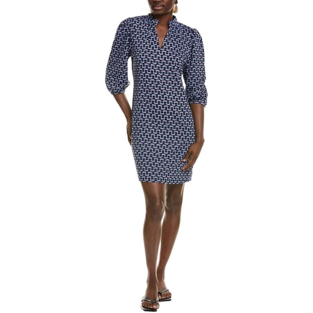 NWT Tyler Boe Sheri Navy 3/4 Sleeve Floral Knit Jacquard Shift Dress • Sz S